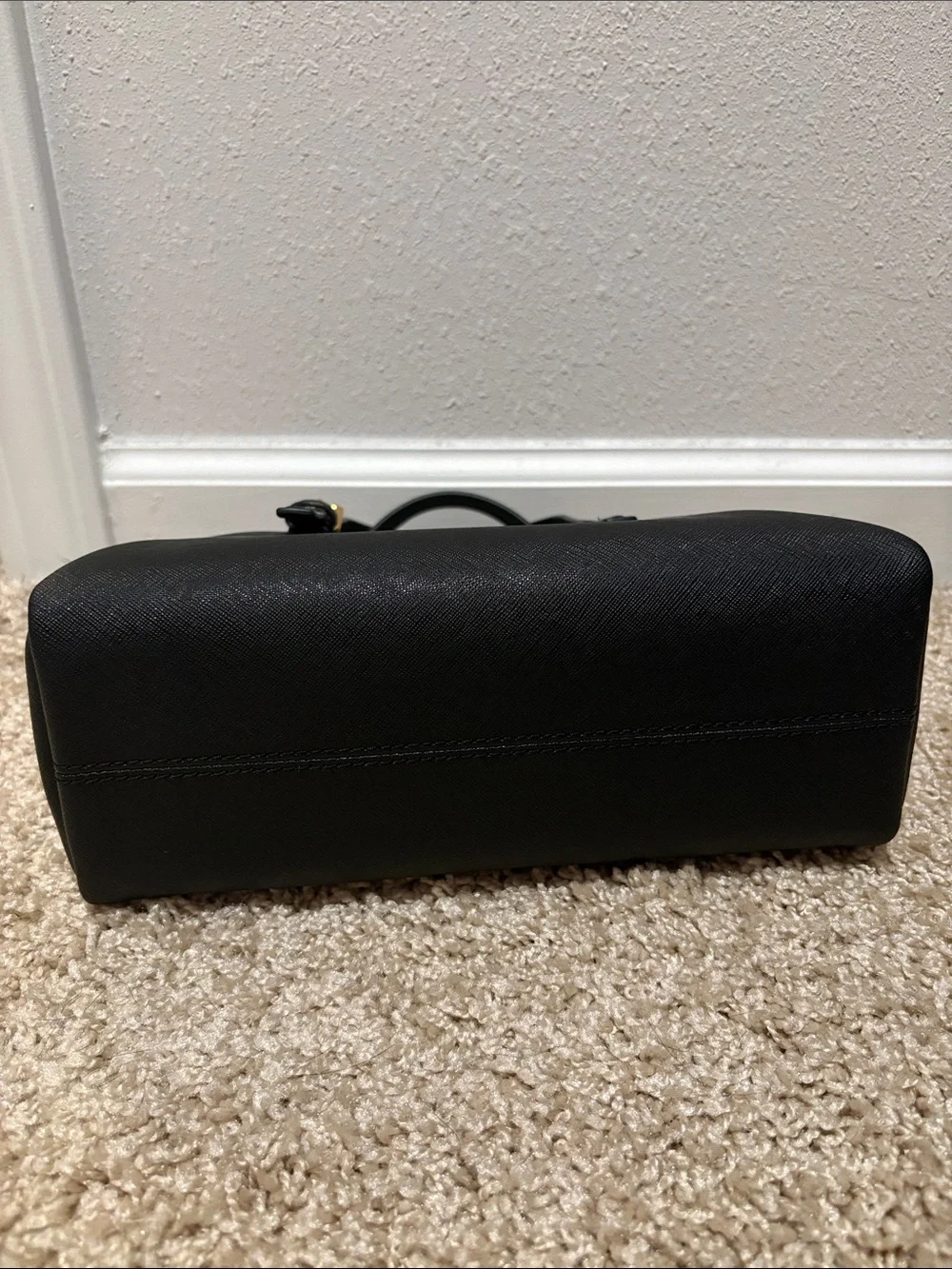 Tory Burch Black Saffiano Leather Top-Handle Satchel with Gold Logo